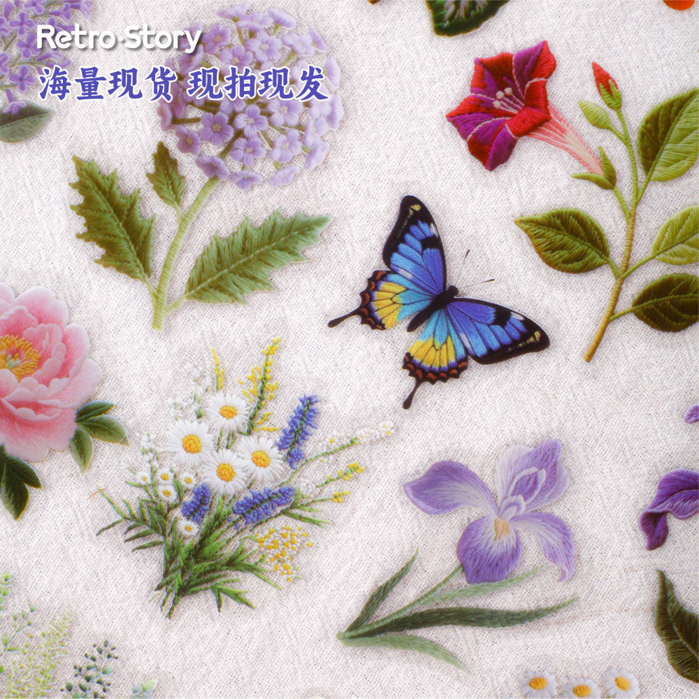 Retro story embroidery series pet stickers pack 6 types 24 pcs image 0