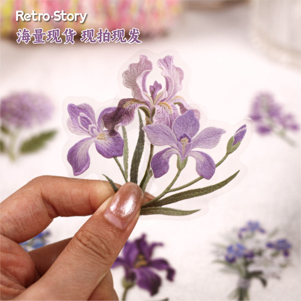Retro story embroidery series pet stickers pack 6 types 24 pcs image 2