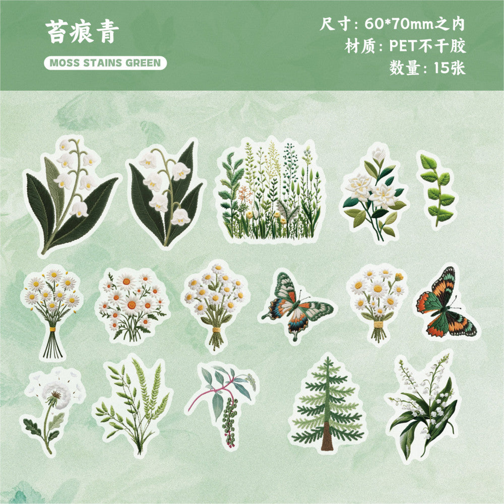 Retro story embroidery series pet stickers pack 6 types 24 pcs