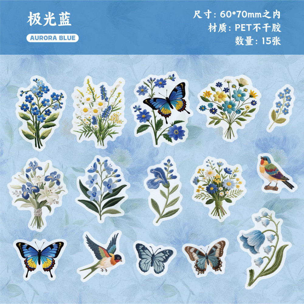 Retro story embroidery series pet stickers pack 6 types 24 pcs
