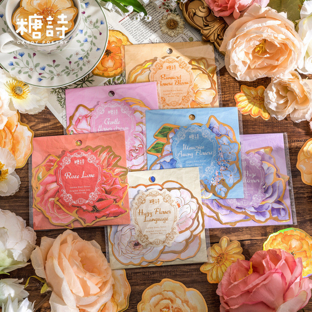Garden Diary Series Flowers PET Sticker Pack 6 Types 10 Pcs image 0