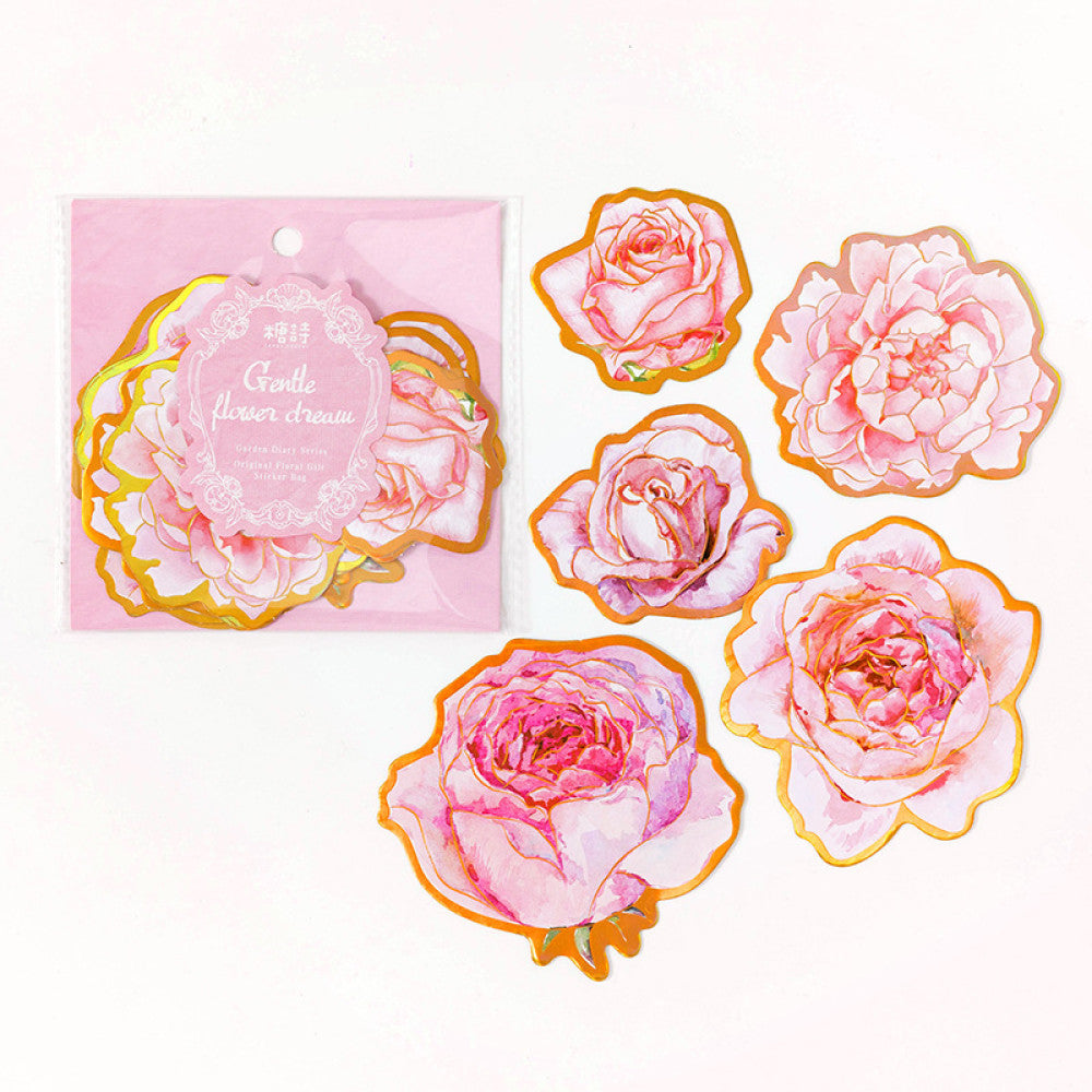 Garden Diary Series Flowers PET Sticker Pack 6 Types 10 Pcs