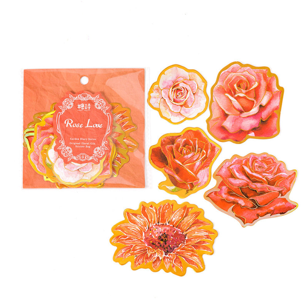 Garden Diary Series Flowers PET Sticker Pack 6 Types 10 Pcs