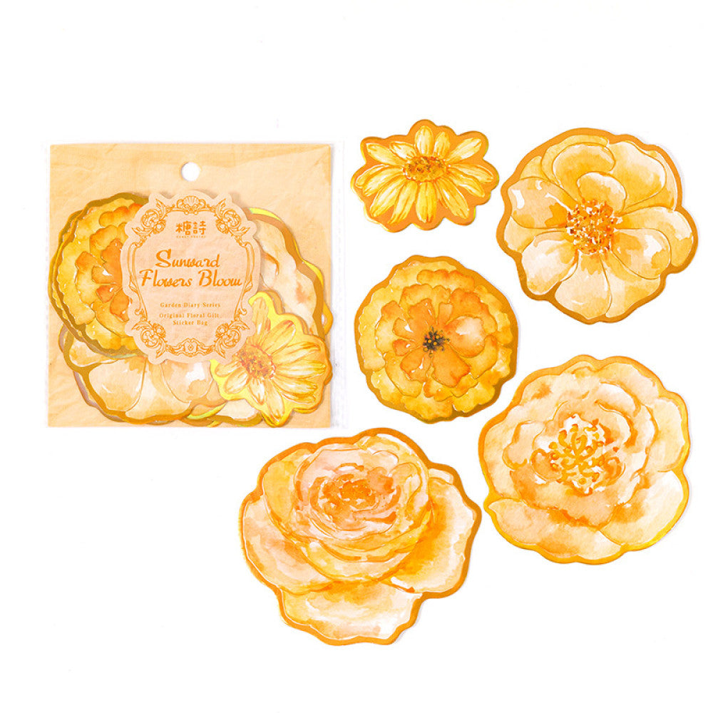 Garden Diary Series Flowers PET Sticker Pack 6 Types 10 Pcs