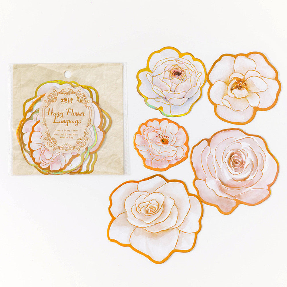Garden Diary Series Flowers PET Sticker Pack 6 Types 10 Pcs