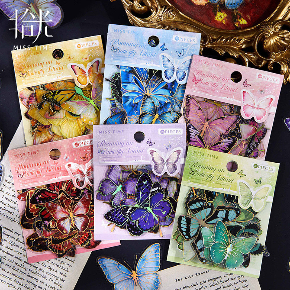 Wandering Series Butterfly PET Sticker Pack 6 Types 30 Pcs image 0