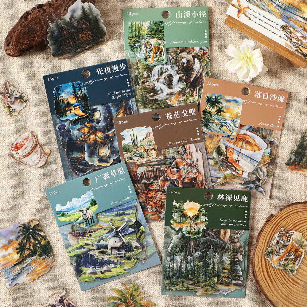 Dark Phantom Natural Journey Series Sticker Pack 6 Types 15 Pcs image 1