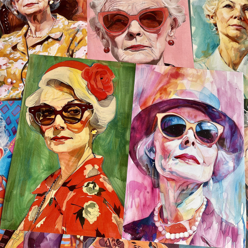 Retro fashion grandm character material paper image 2