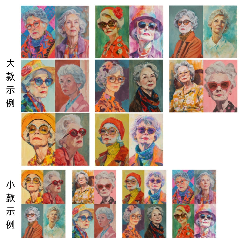 Retro fashion grandm character material paper image 4