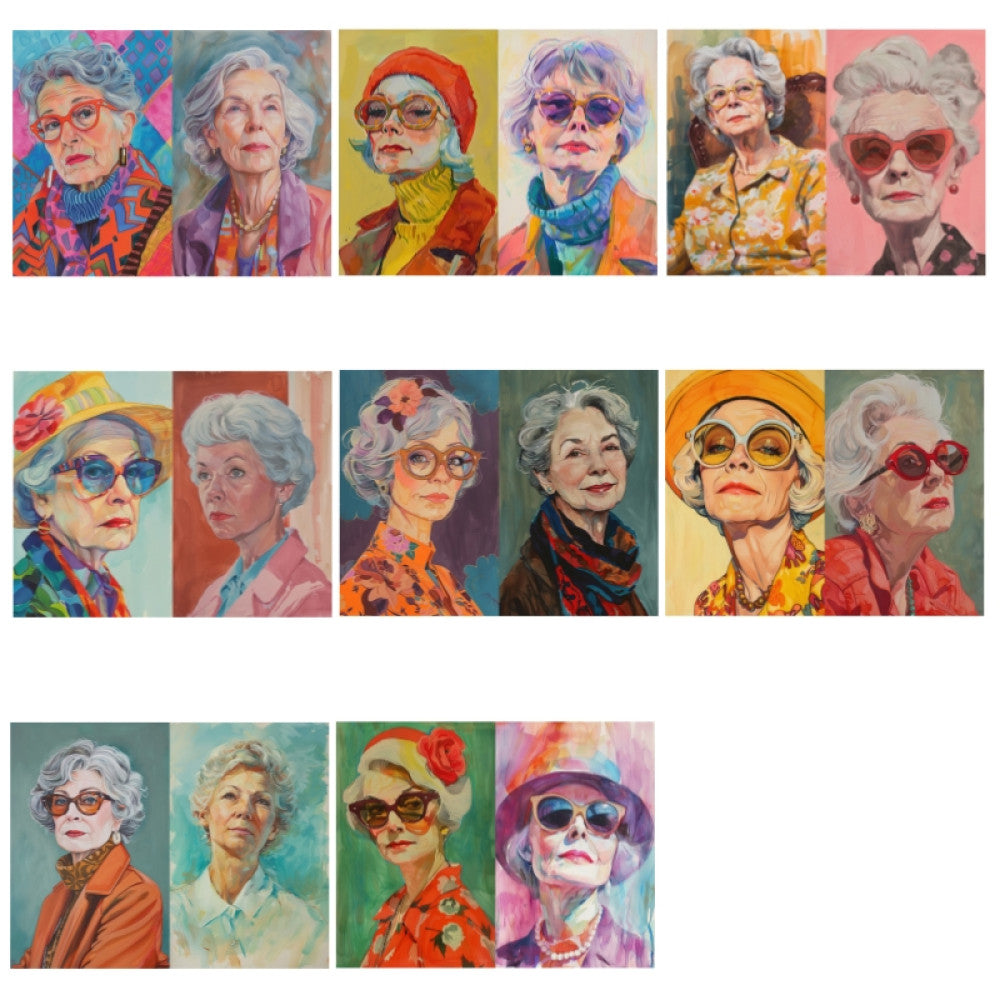 Retro fashion grandma character material paper