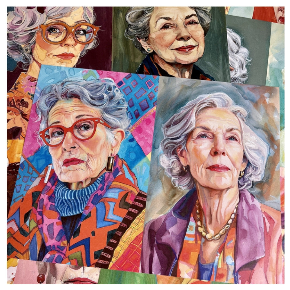 Retro fashion grandma character material paper