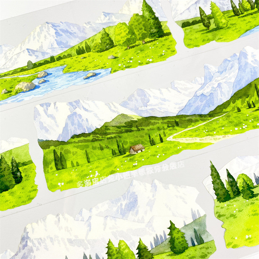Mountain and snow scenery PET tape 6 cm 100 cm image 0