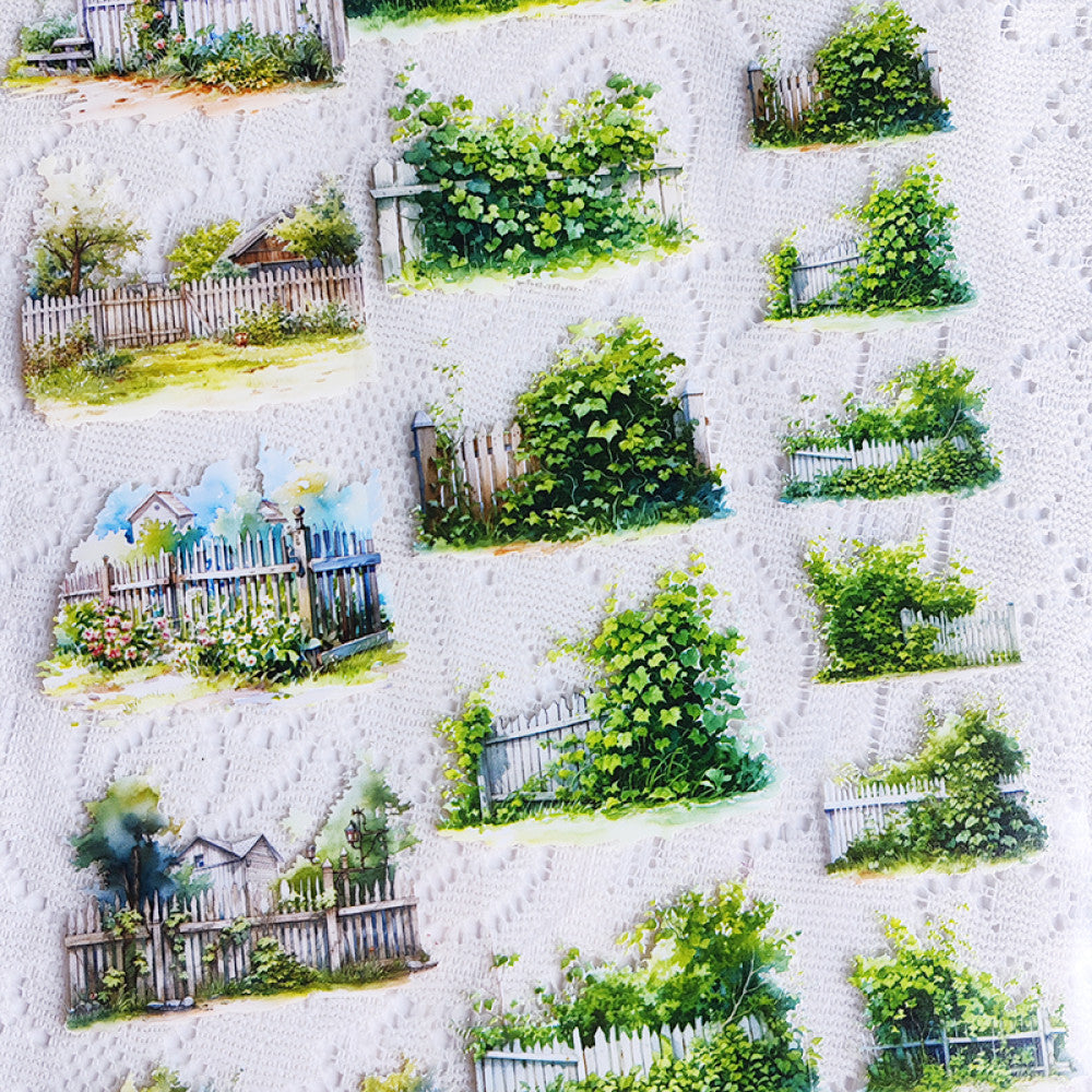 Cute homemade fence green plant leaves PET tape 7 Types image 2