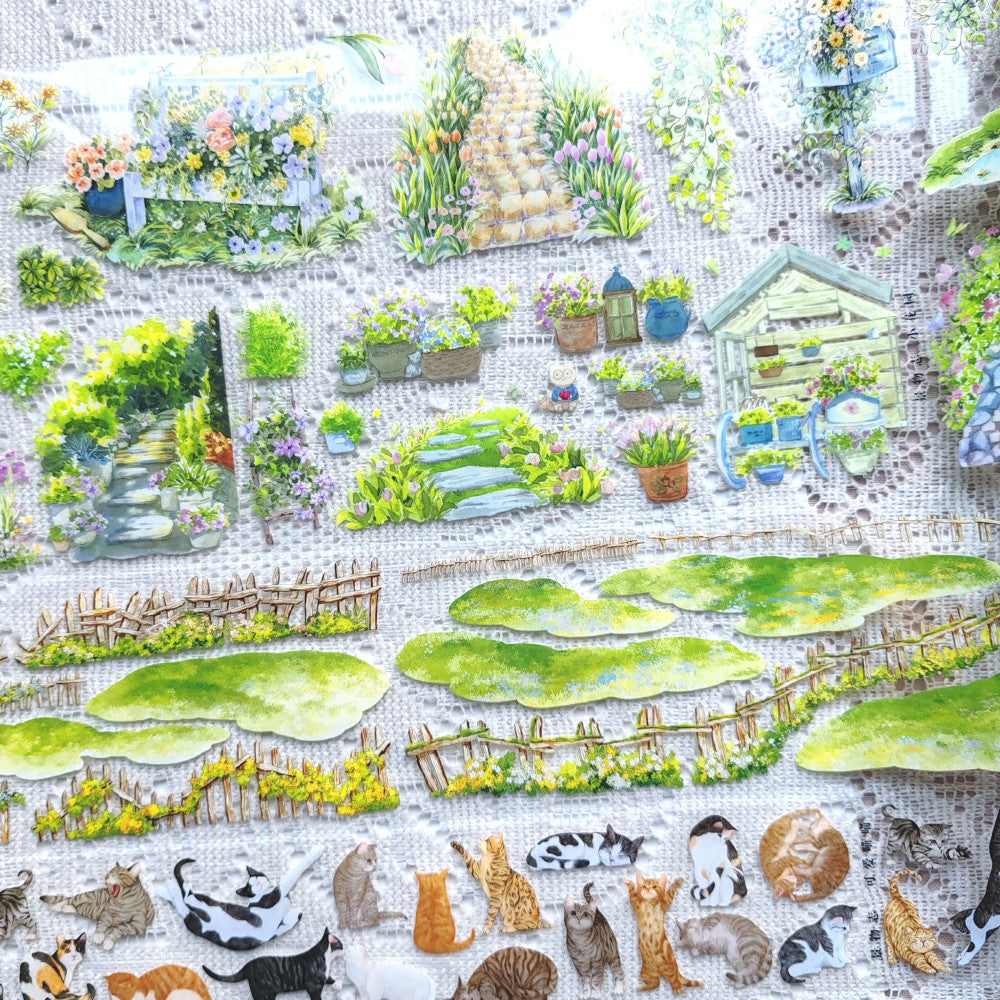 Small garden spring cute meow landscaping PET tape 4 Types image 5