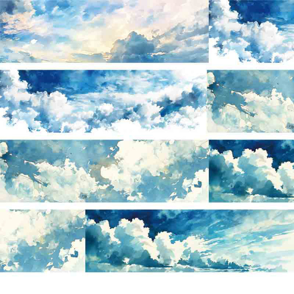Homemade sky fire cloud background PET tape 6cm / 1m 7 types