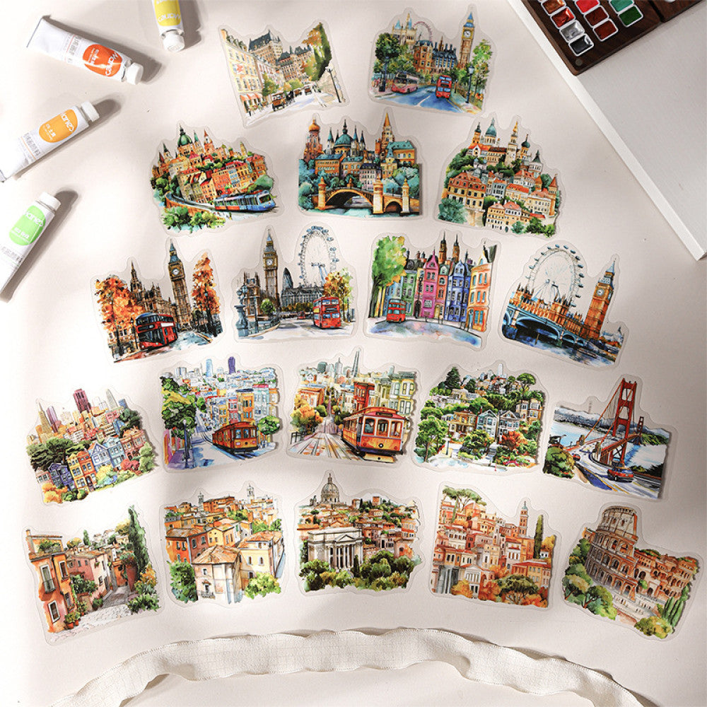 Colorful World Series Large Size Landscape Stickers 6 Types 10 Pcs image 0
