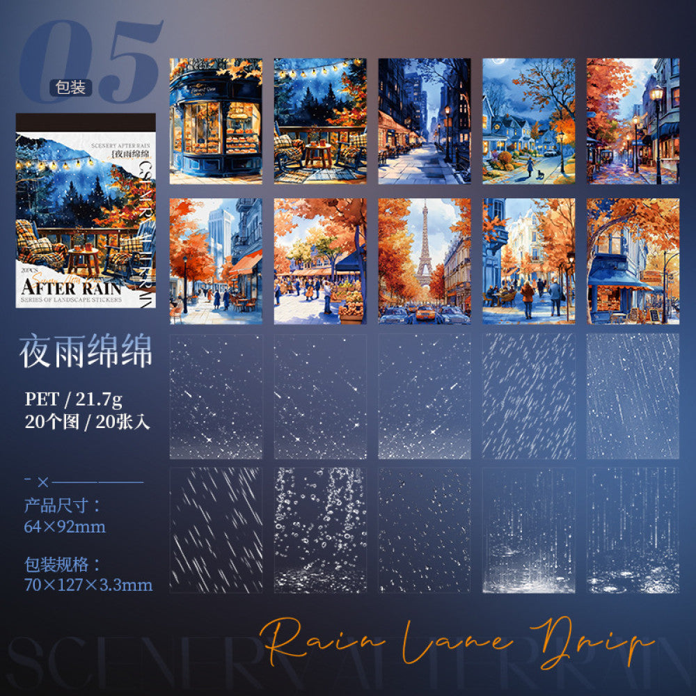 Rain Theme Sticker Book 6 Types 20 Sheets