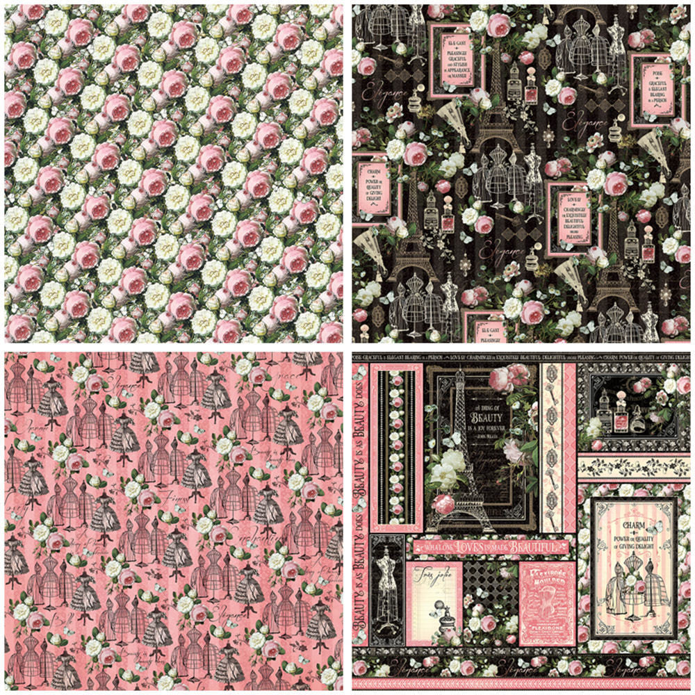 Retro elegant European and American collage material paper 12 Sheets image 4