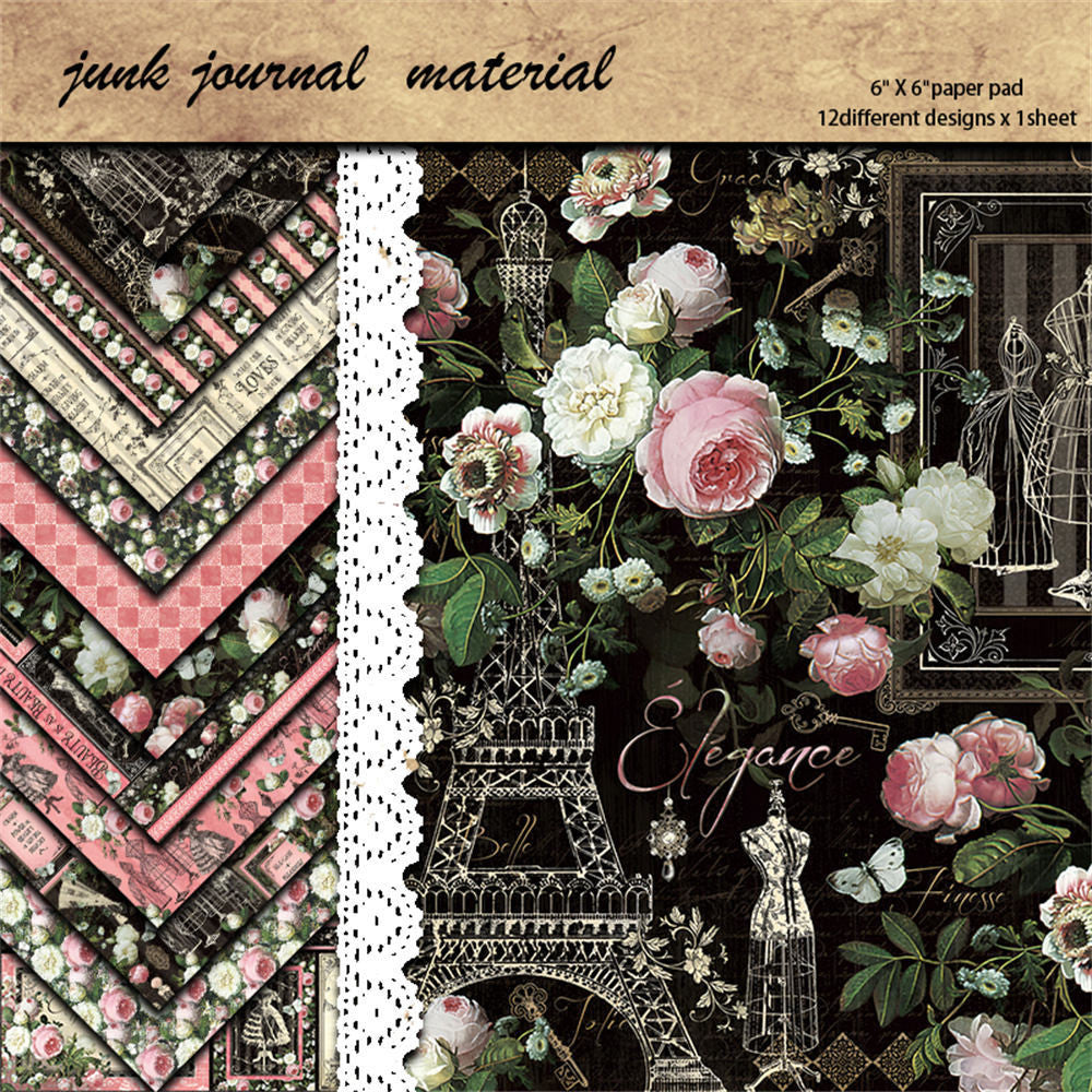 Retro elegant European and American collage material paper 12 Sheets image 5