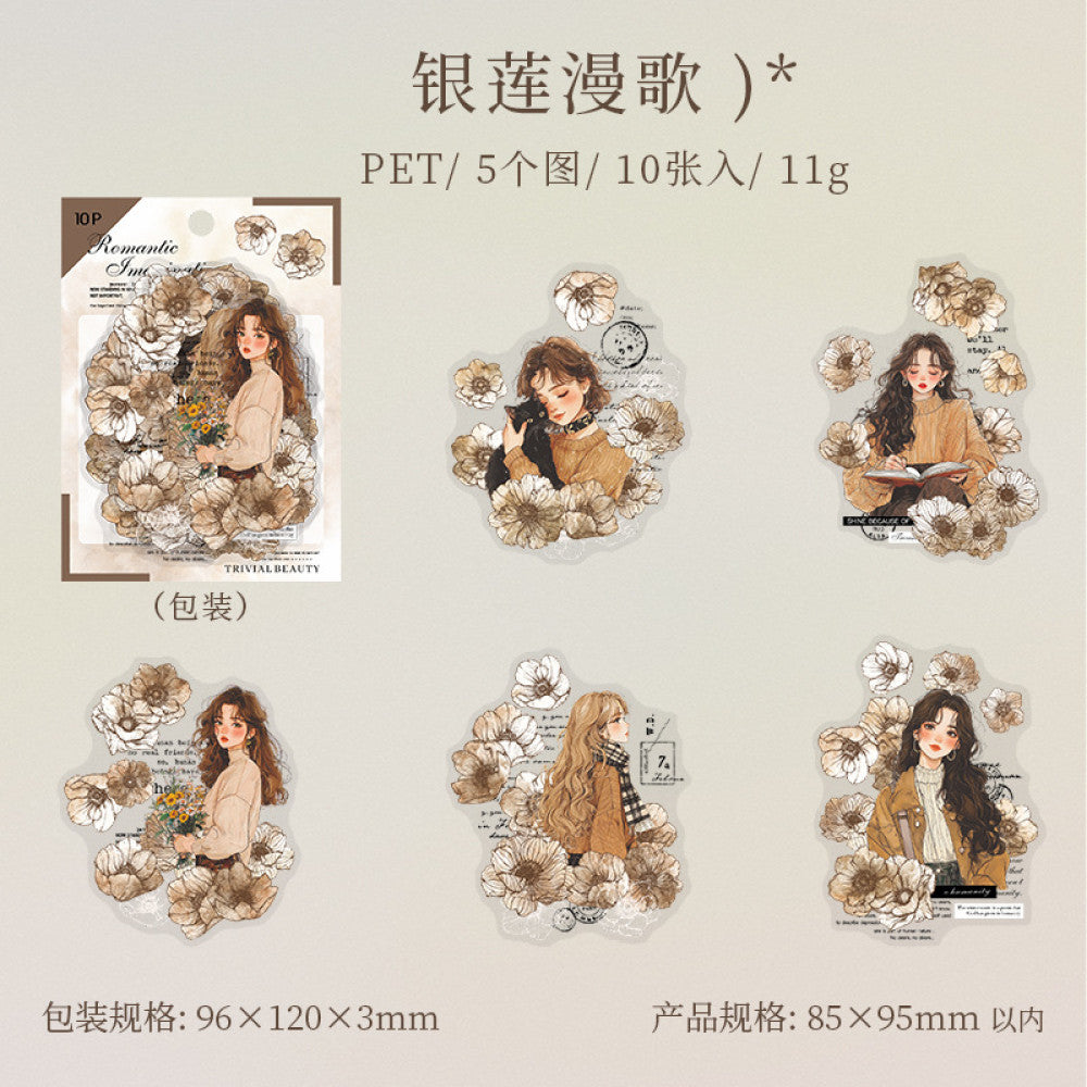 Romantic Fantasy Series DIY Character PET Stickers 6 Types 10 Pcs image 5