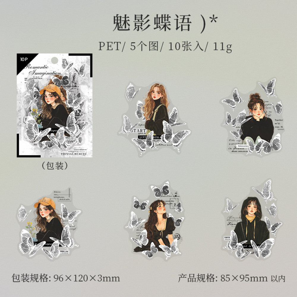 Romantic Fantasy Series DIY Character PET Stickers 6 Types 10 Pcs image 7