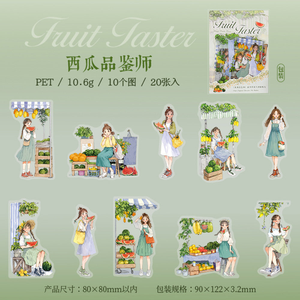 Fruit Taster Series Original Character PET Stickers 6 Types 20 Pcs image 5