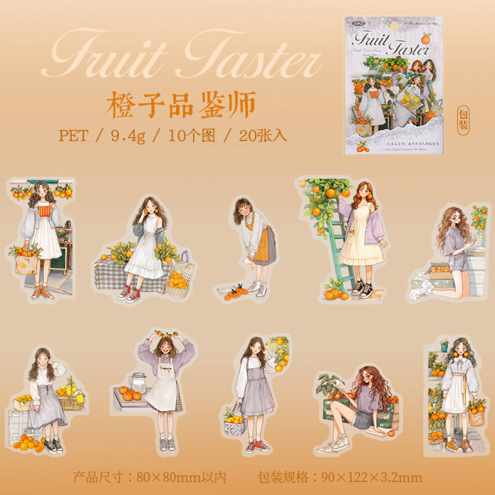 Fruit Taster Series Original Character PET Stickers 6 Types 20 Pcs