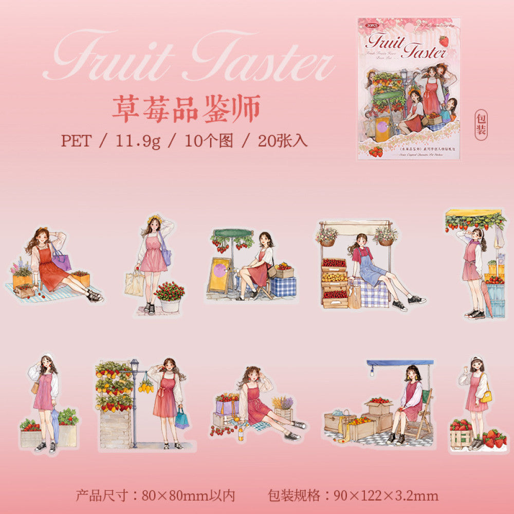 Fruit Taster Series Original Character PET Stickers 6 Types 20 Pcs