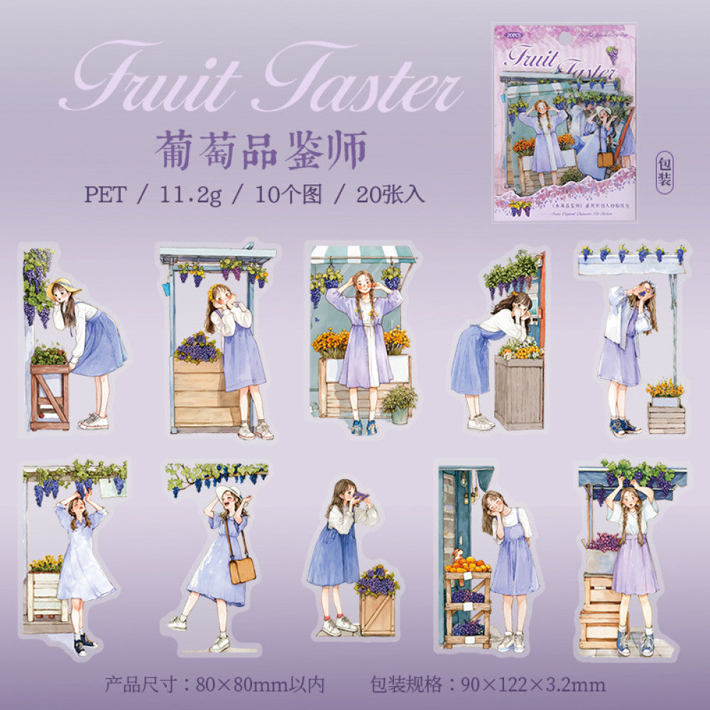Fruit Taster Series Original Character PET Stickers 6 Types 20 Pcs image 8