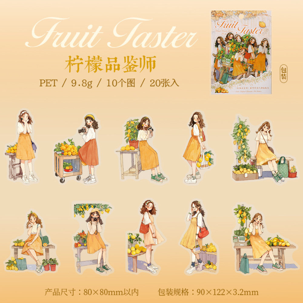 Fruit Taster Series Original Character PET Stickers 6 Types 20 Pcs image 9