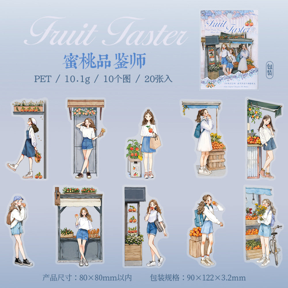 Fruit Taster Series Original Character PET Stickers 6 Types 20 Pcs
