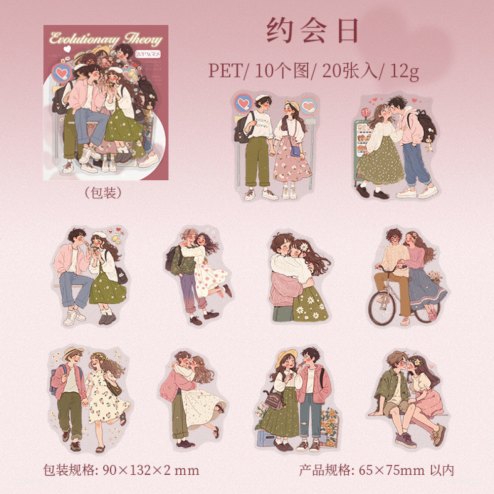 Love Evolution Series Original Character PET Stickers 6 Types 20 Pcs image 5