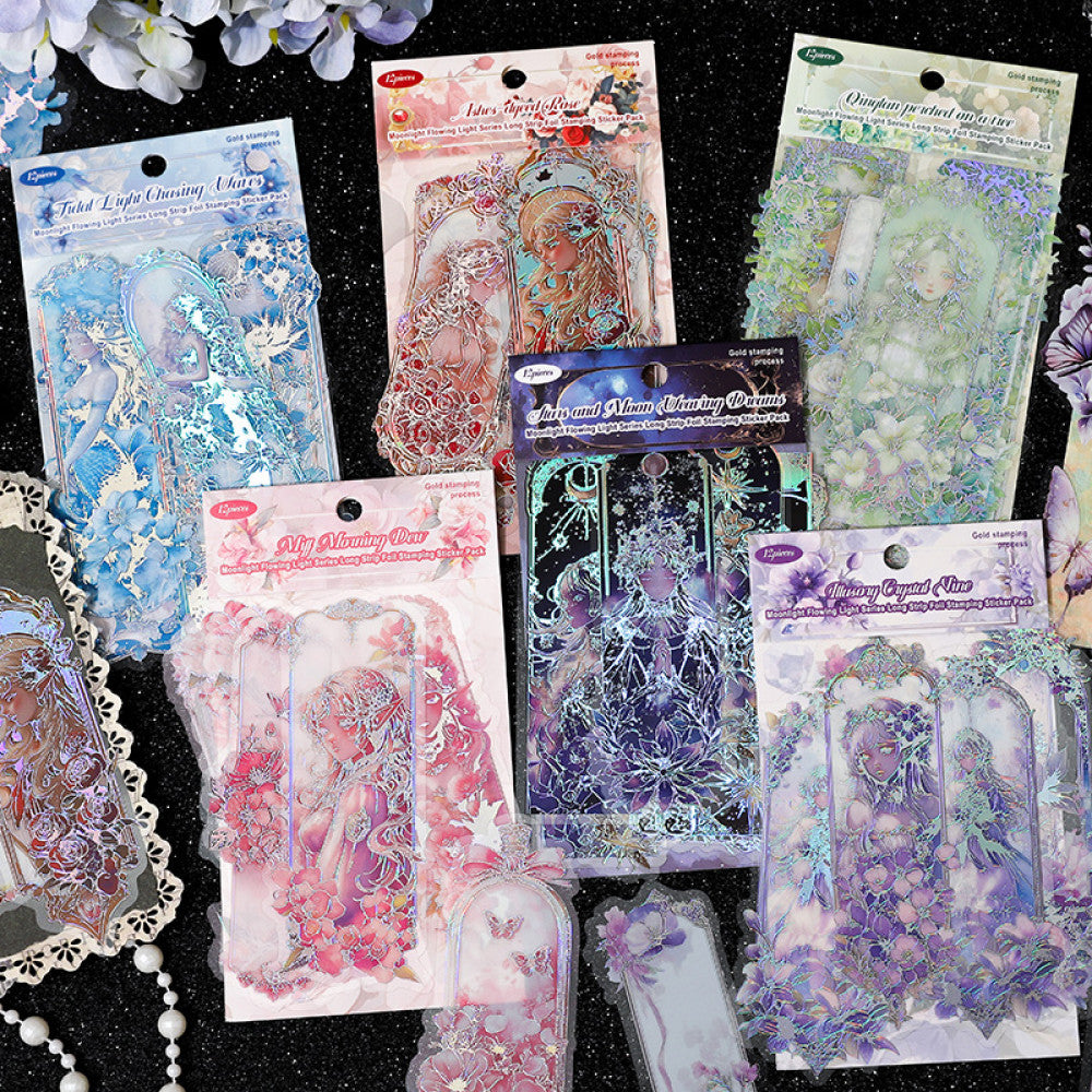 Paper Trace Moon Hidden Flowing Light Series PET Stickers 6 Models image 0