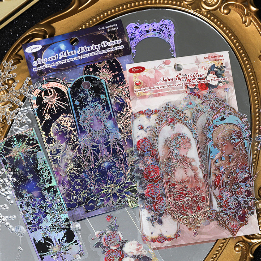 Paper Trace Moon Hidden Flowing Light Series PET Stickers 6 Models image 1