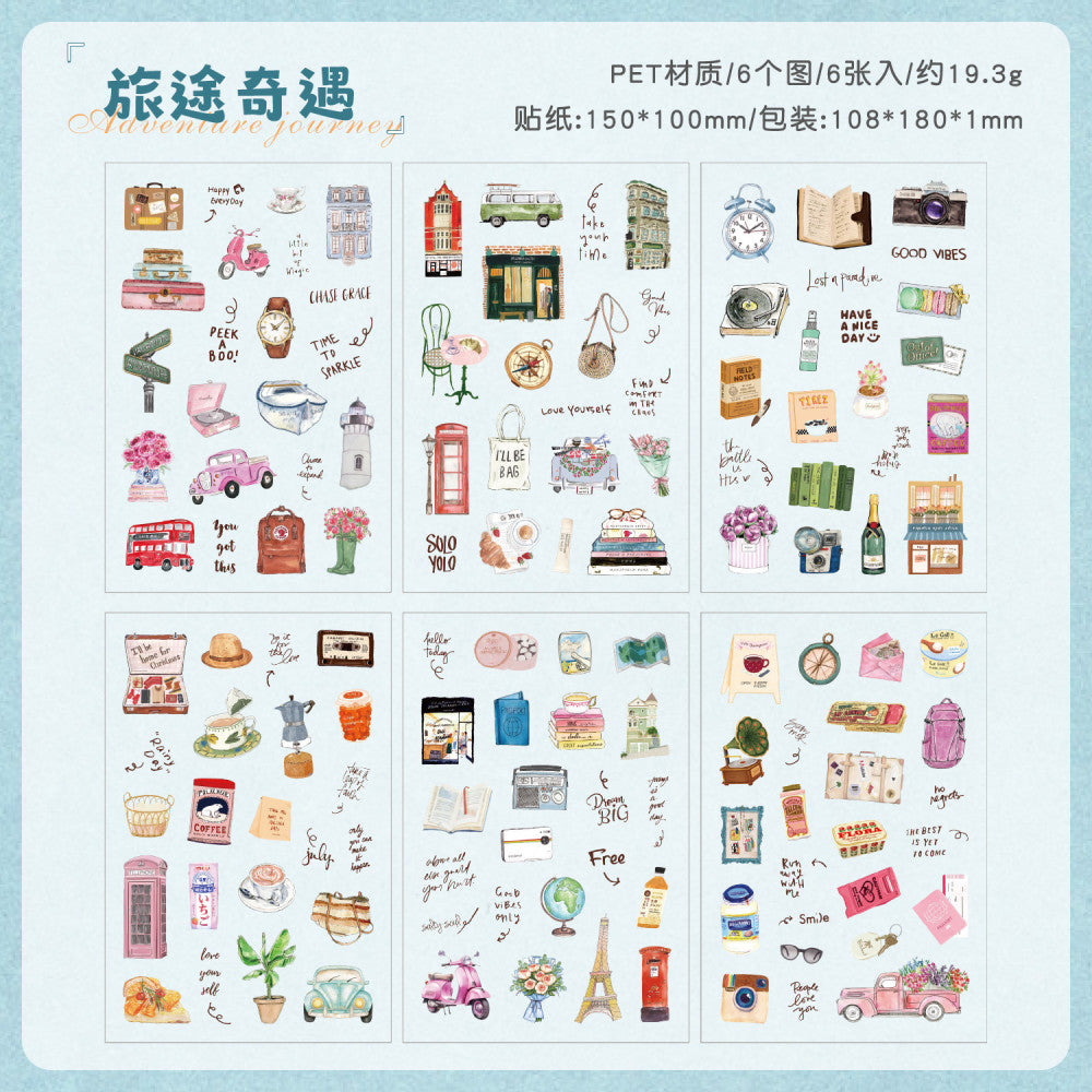 Life small building PET stickers 6 Types 6 Sheets