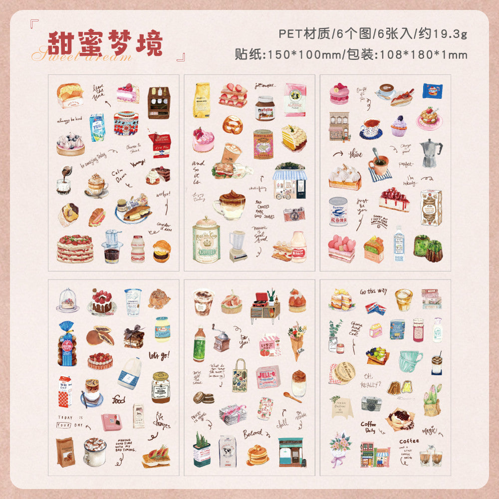 Life small building PET stickers 6 Types 6 Sheets