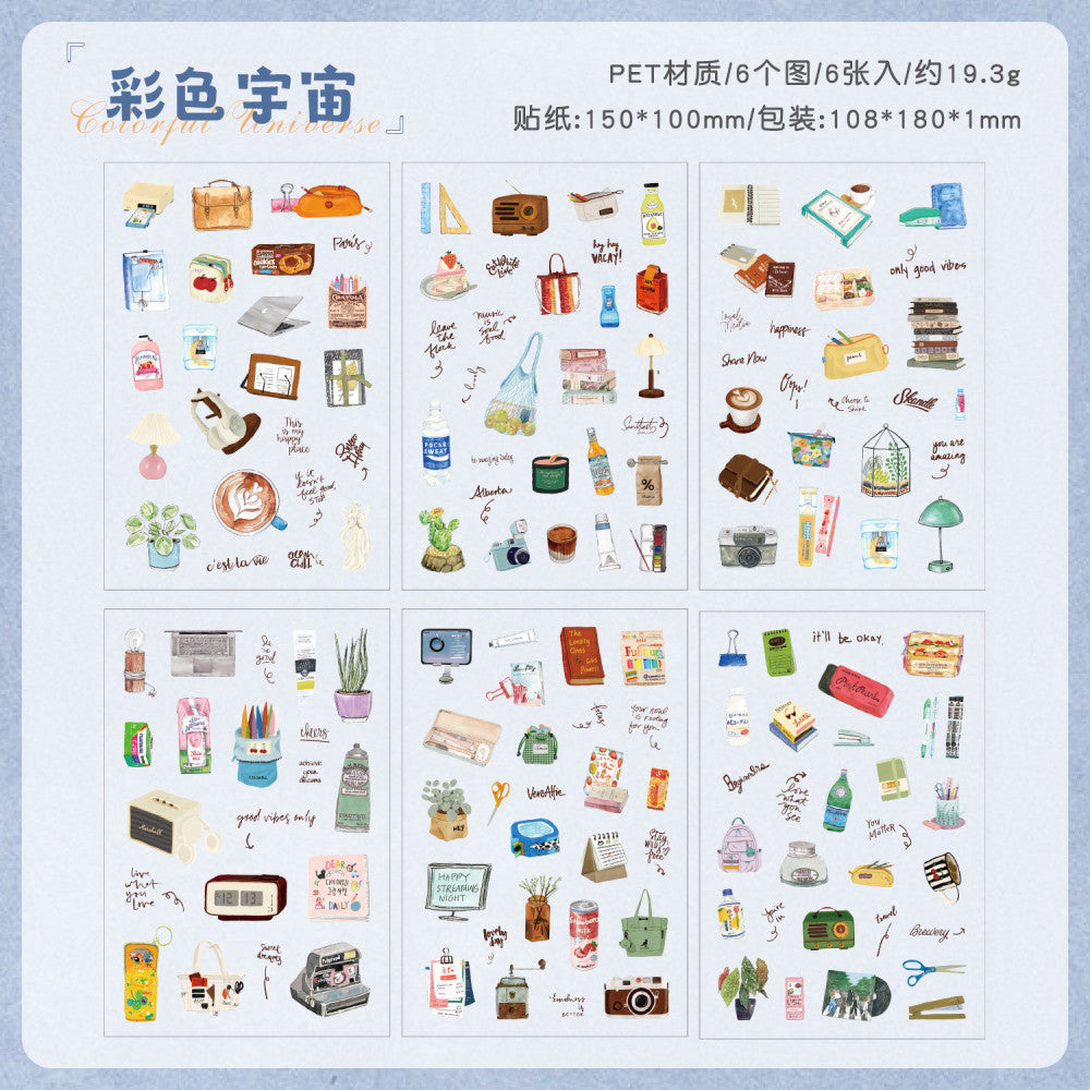 Life small building PET stickers 6 Types 6 Sheets