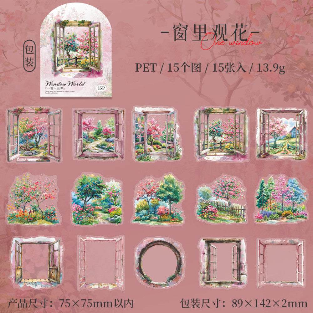 One Window One World Series Landscaping PET Stickers 6 types 15 Pcs image 8