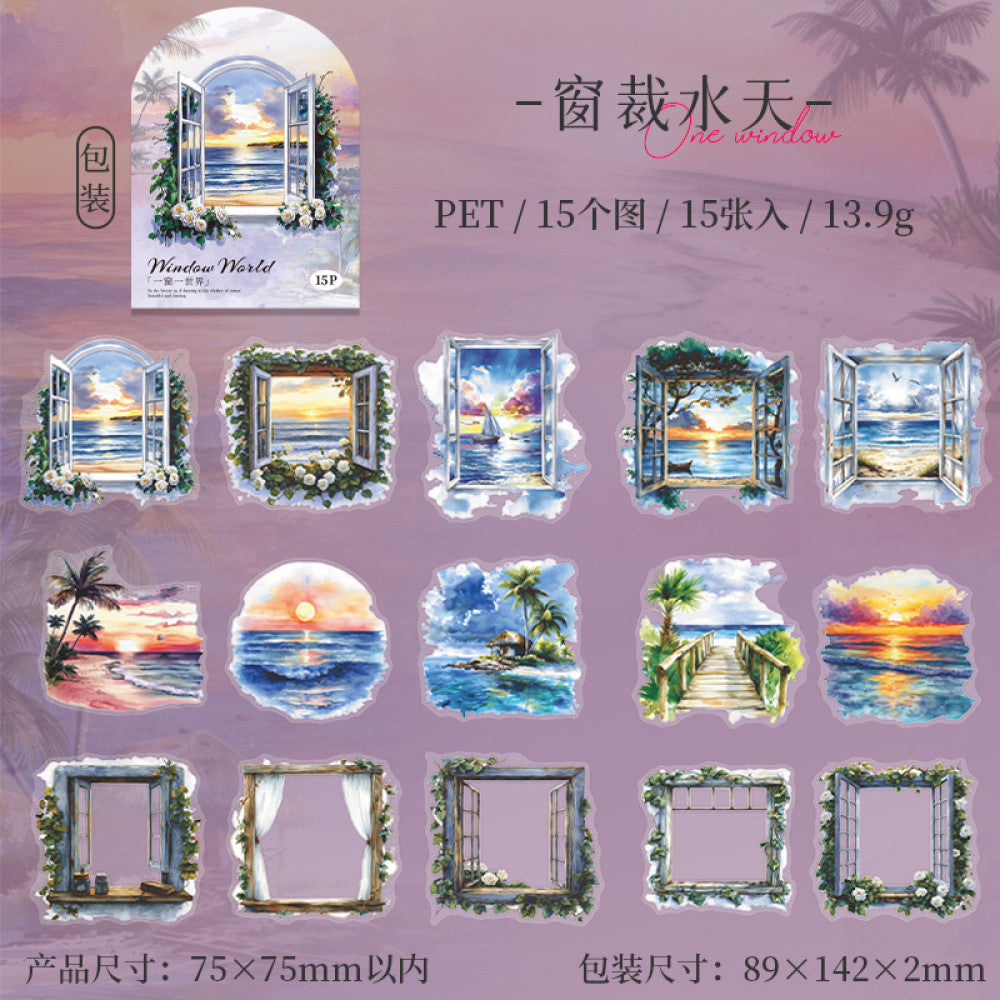 One Window One World Series Landscaping PET Stickers 6 types 15 Pcs image 12
