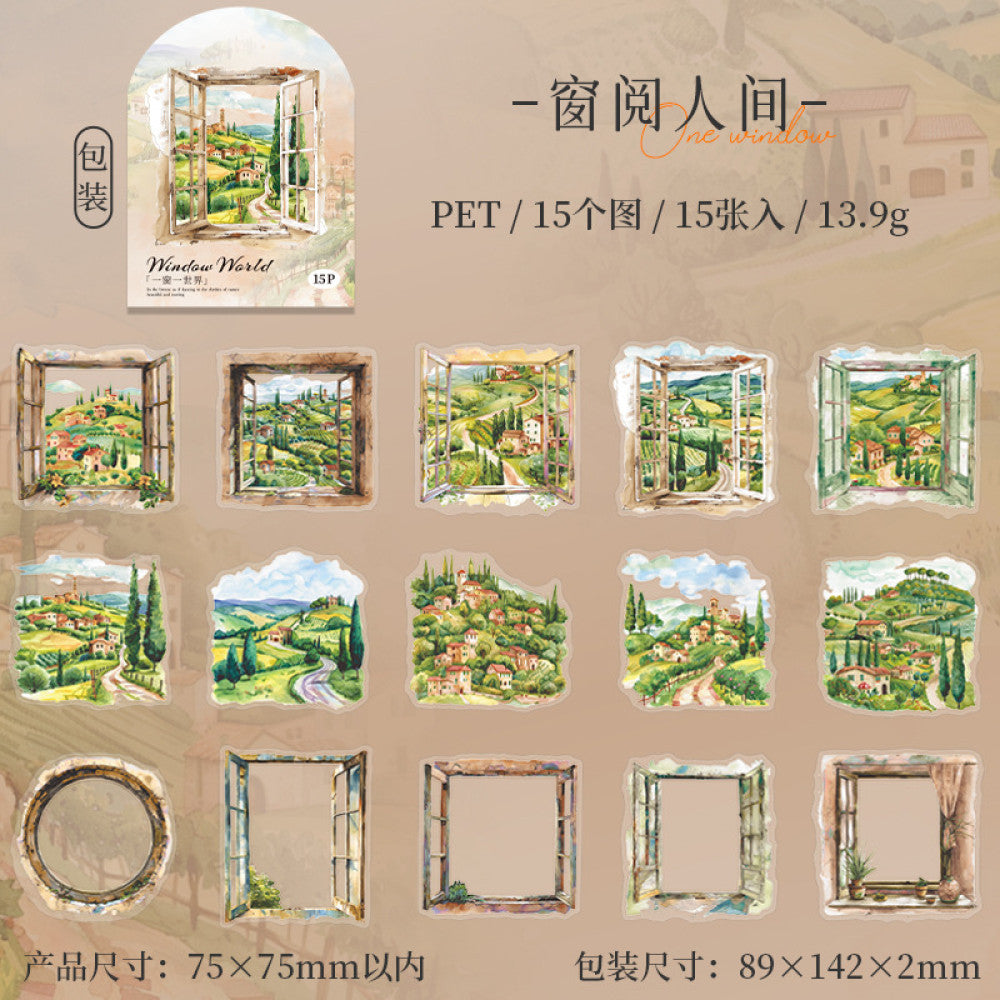 One Window One World Series Landscaping PET Stickers 6 types 15 Pcs image 16