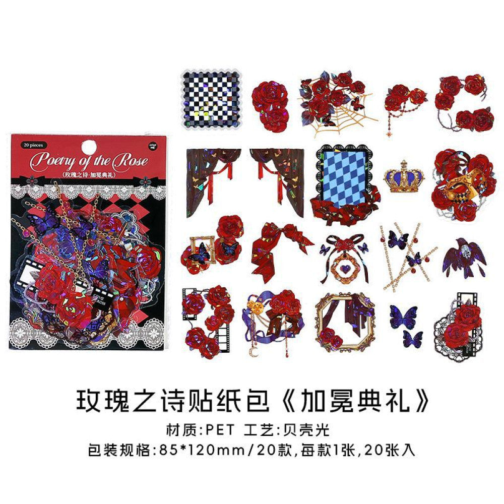 Rose Poem Series PET Shell Light Sticker Pack 20 Pcs image 7