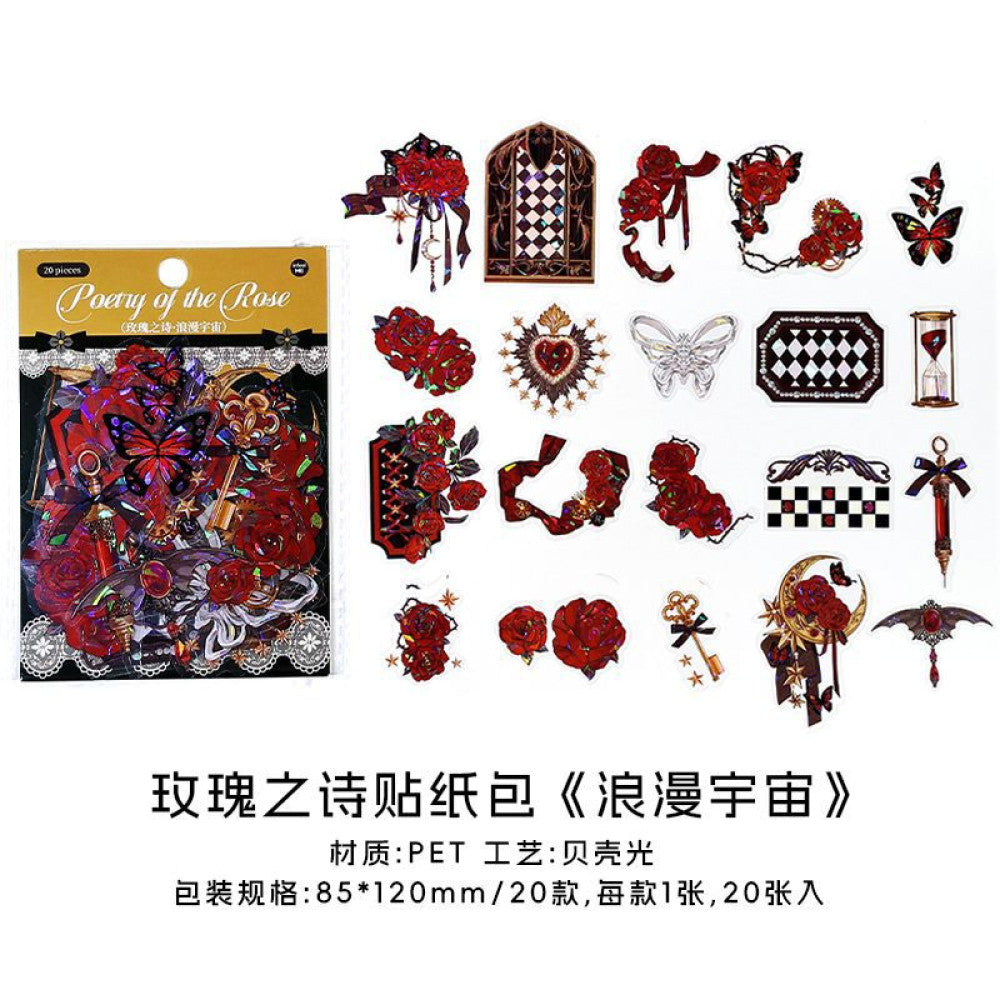 Rose Poem Series PET Shell Light Sticker Pack 20 Pcs image 8