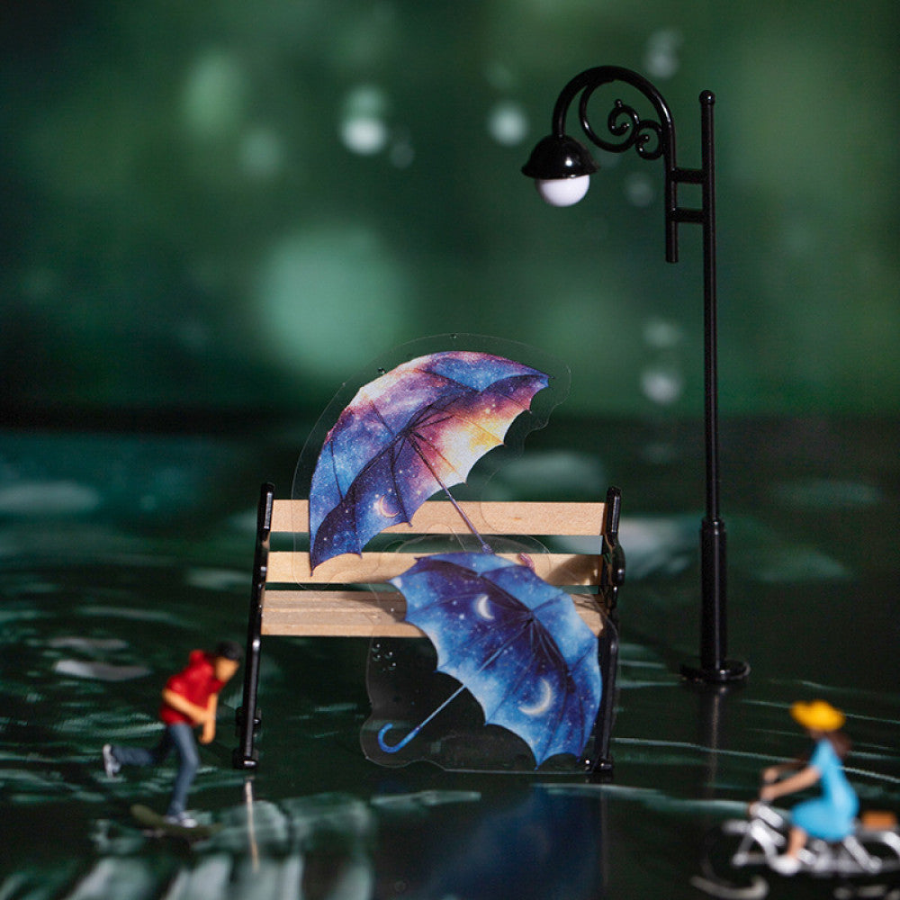 Hold the umbrella in your hand Small sized PET stickers 6 types 50 Pcs image 2