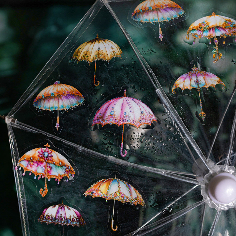 Hold the umbrella in your hand Small sized PET stickers 6 types 50 Pcs image 3