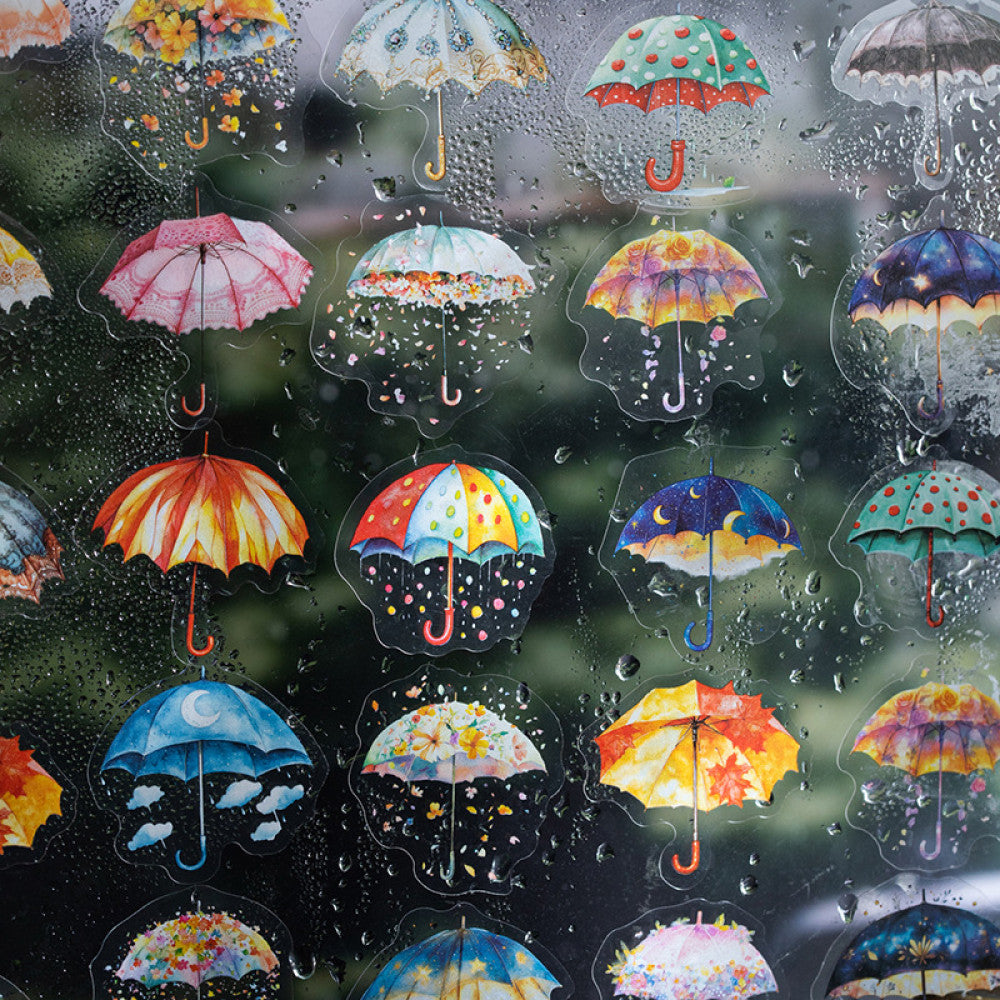 Hold the umbrella in your hand Small sized PET stickers 6 types 50 Pcs image 4