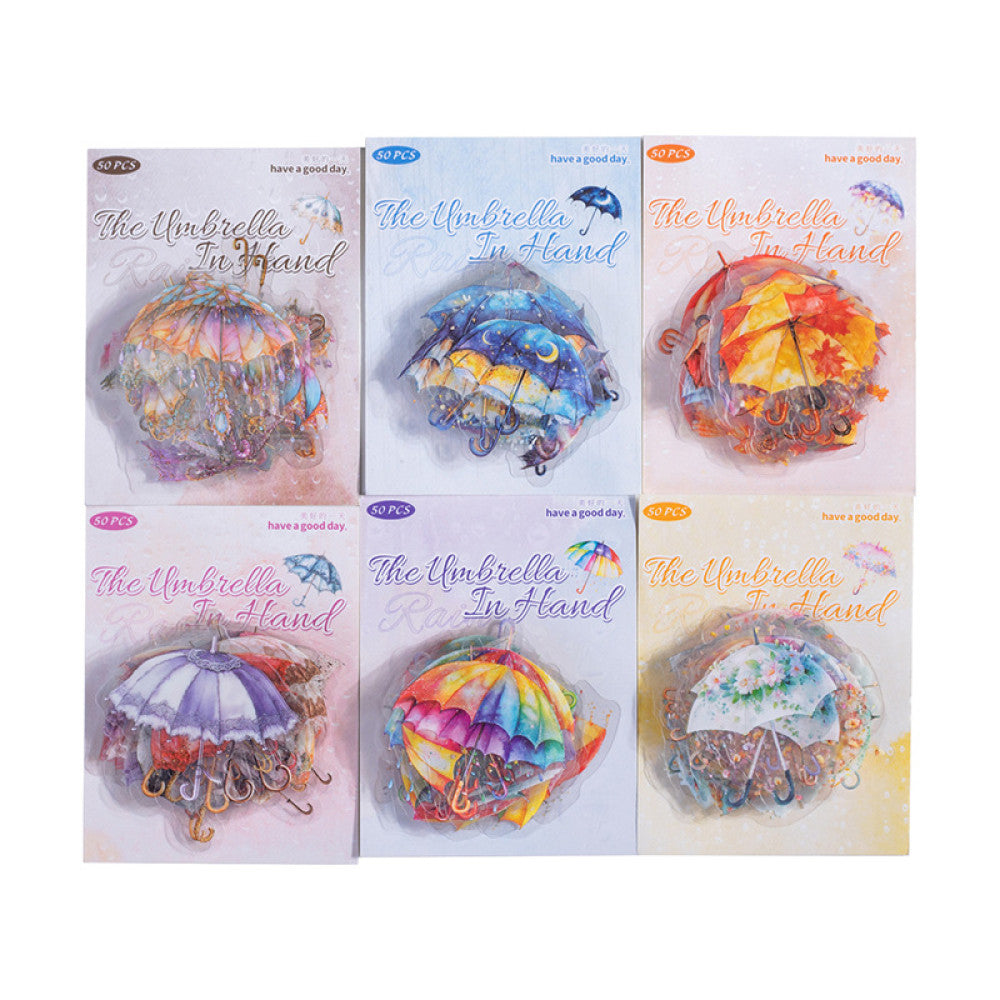 Hold the umbrella in your hand Small sized PET stickers 6 types 50 Pcs image 5