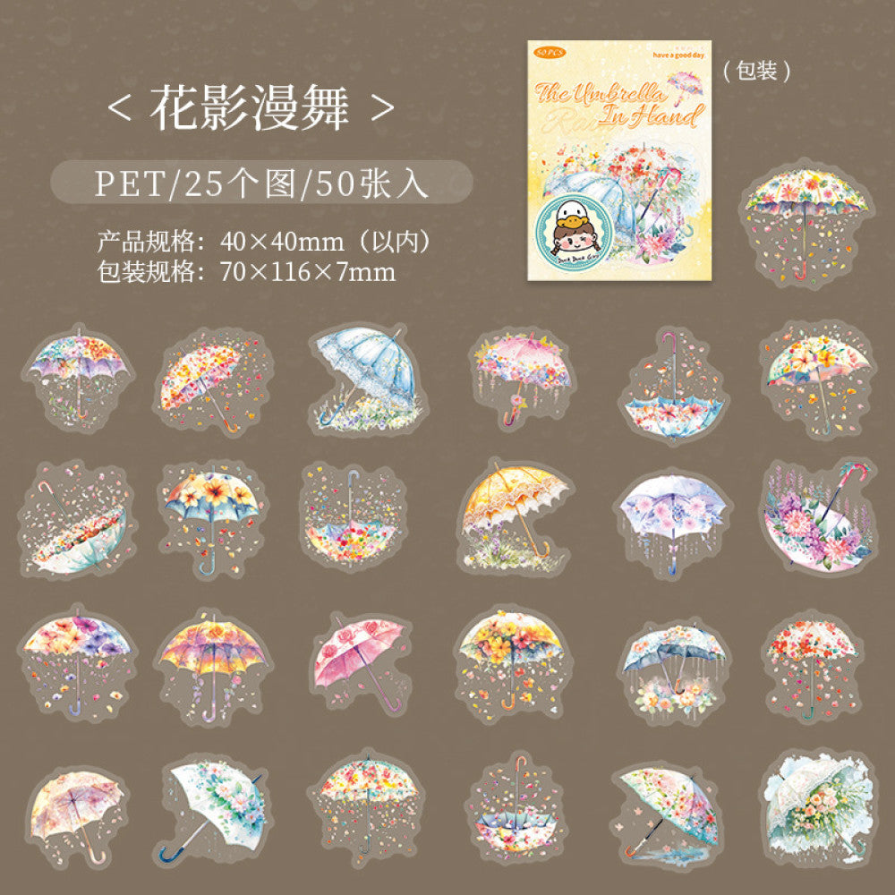 Hold the umbrella in your hand Small sized PET stickers 6 types 50 Pcs image 6