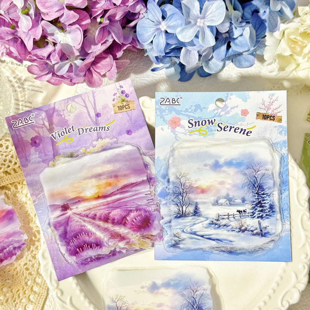 Natural Landscape Four Seasons Theme Scenery PET stickers 4 Types 10 Pcs image 0