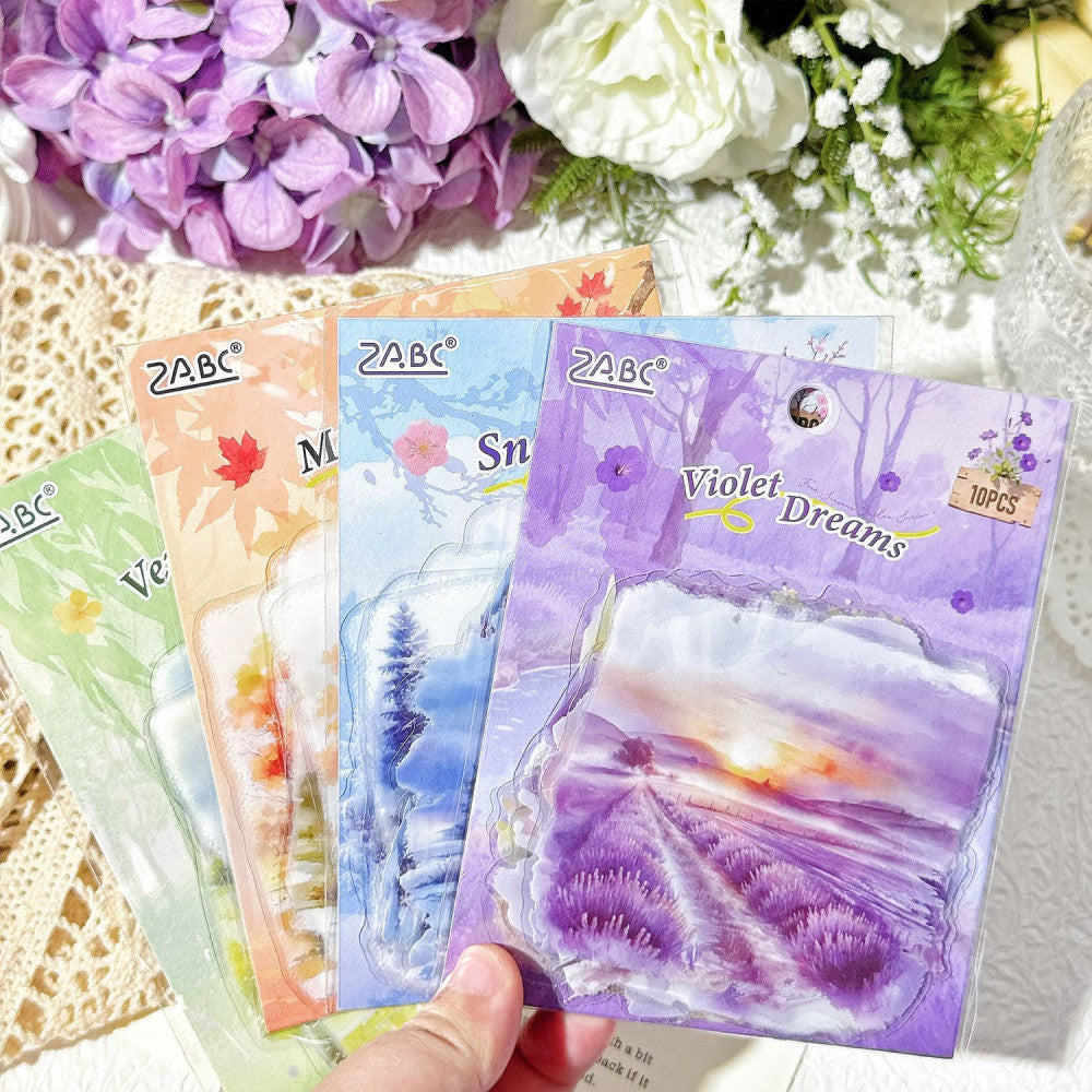 Natural Landscape Four Seasons Theme Scenery PET stickers 4 Types 10 Pcs image 2