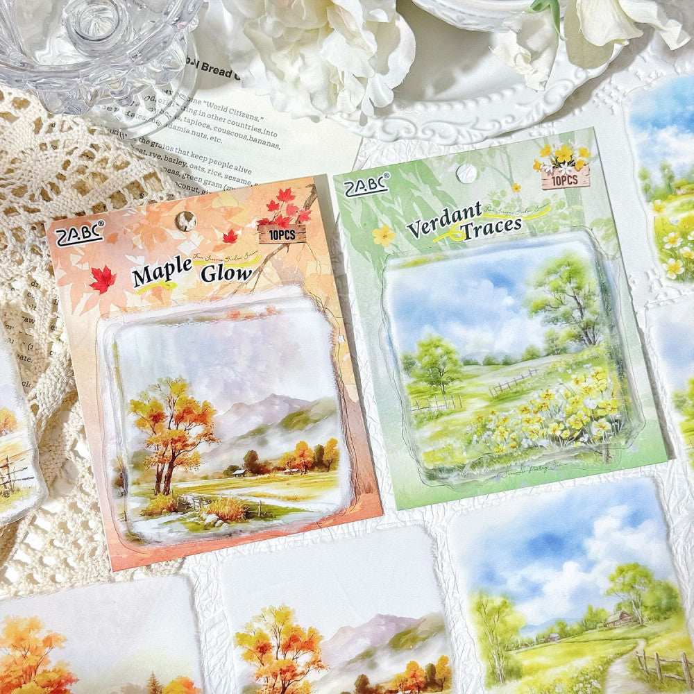 Natural Landscape Four Seasons Theme Scenery PET stickers 4 Types 10 Pcs image 3